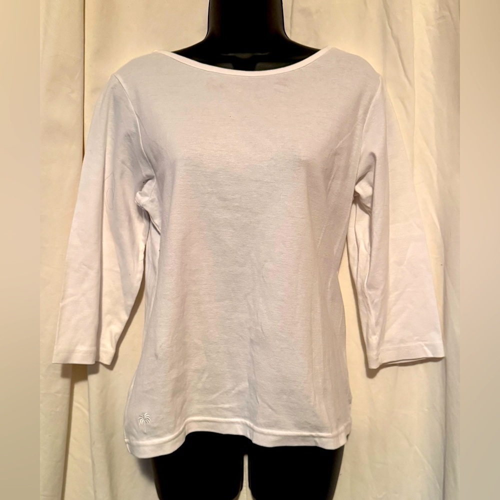 Lilly Pulitzer Women's Sz M White "Martha" 3/4 Sleeve Blouse White Label NWT